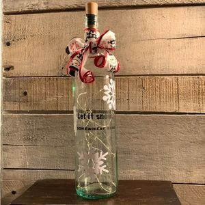 ‘Let it Snow..Somewhere Else’ Wine Bottle Lantern